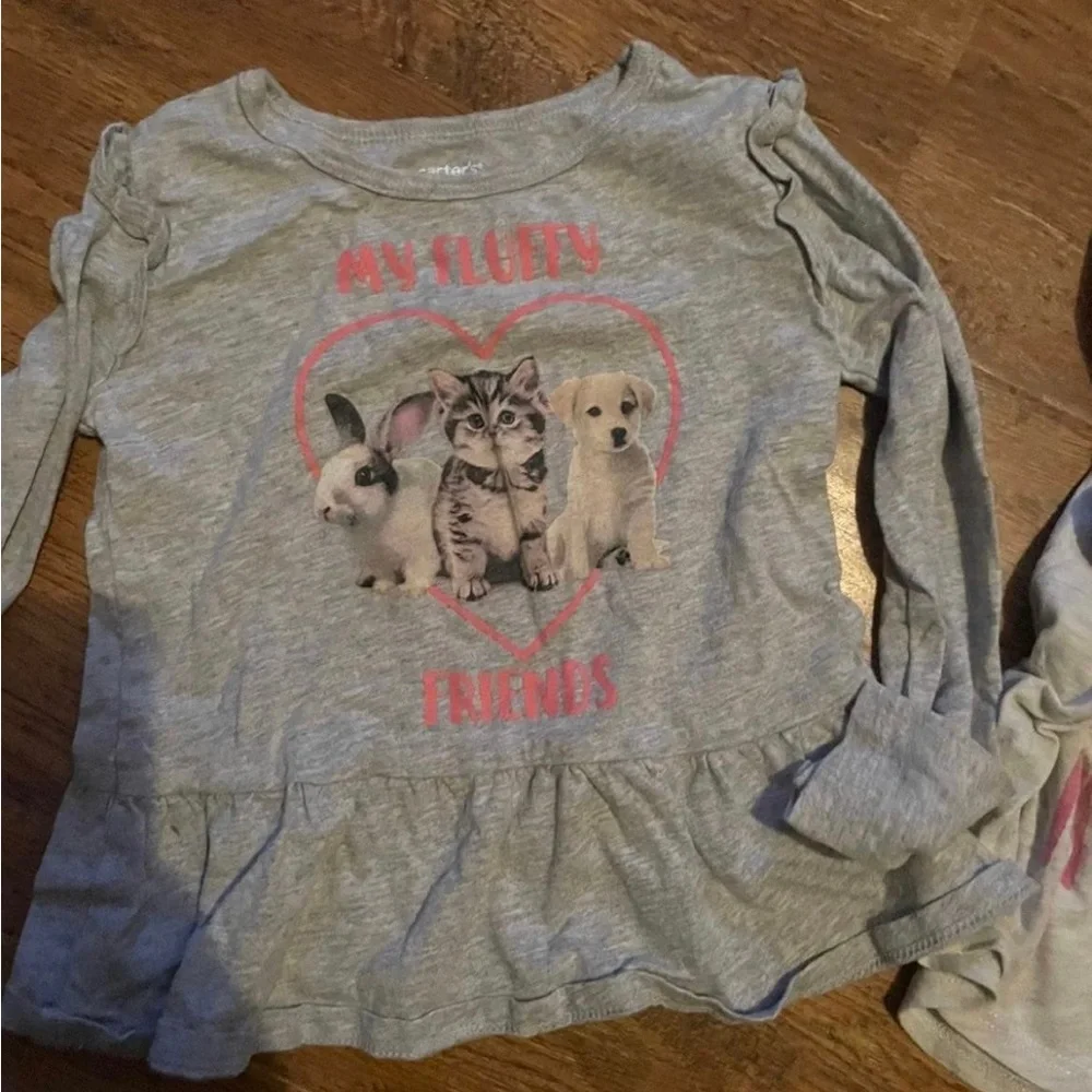 Girls 4T lot of 4 long sleeve shirts unicorn & fluffy friends shirts